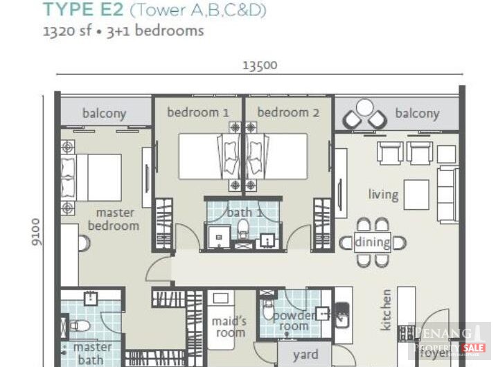 Tropicana Bay 1320SF 2 Car park near to Queensbay Mall