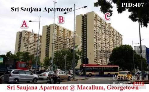 Ref:383, Sri Saujana Apartment at Macallum, Georgetown near KOMTAR, Penang Bridge