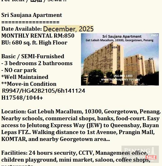 Georgetown Penang Macallum Sri Saujana Apartment