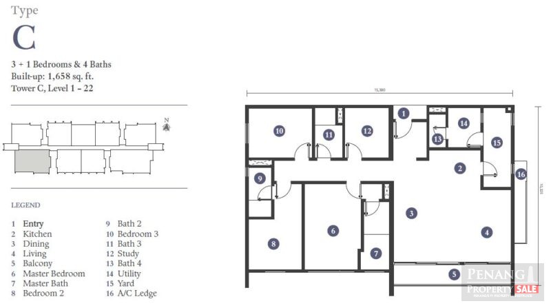 Triuni Residence , Lorong Batu Uban 1 Gelugor 11700 Penang
